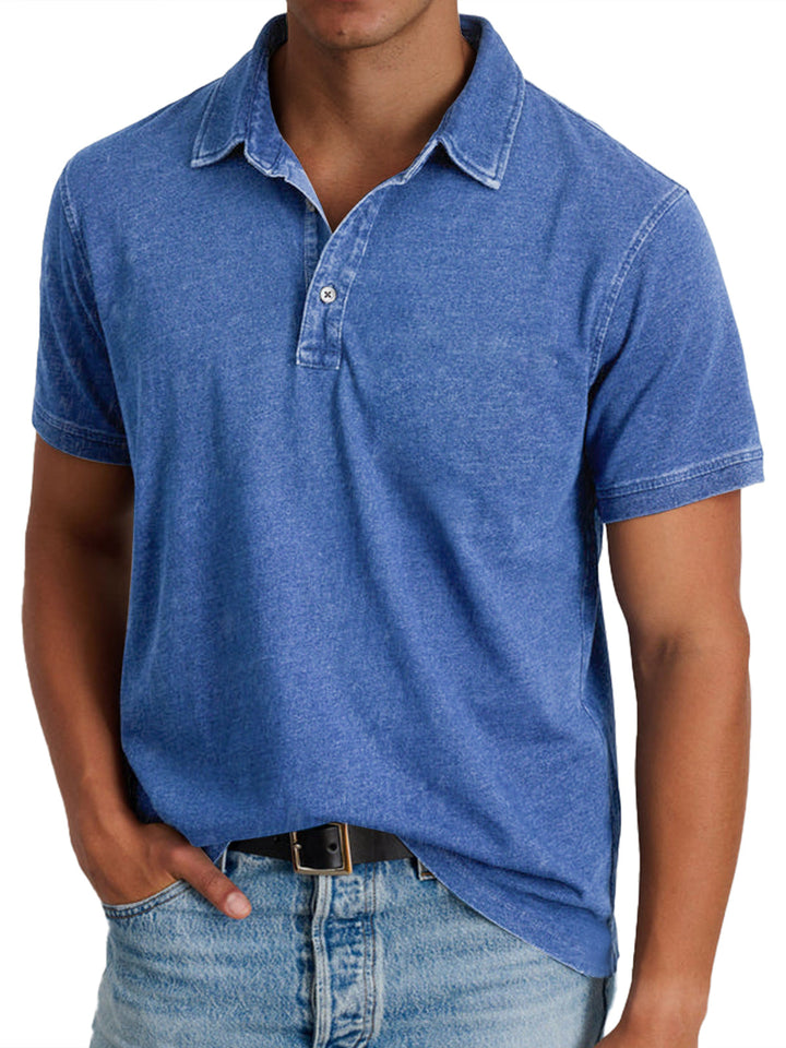 Bram | Men's Polo Shirt Relaxed-Fit Button Front Casual Wear
