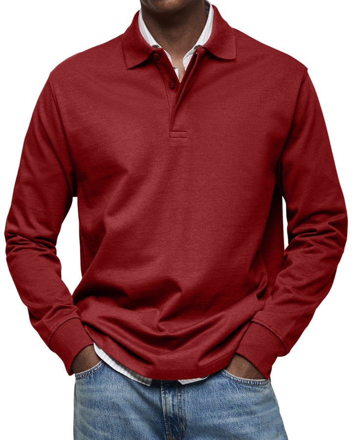 Elias | Long Sleeve Button-Front Polo Shirt for Men