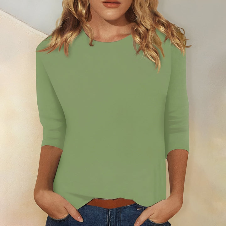 Lena | Women's Relaxed-Fit Top 3/4 Sleeve Crew Neck Everyday Shirt