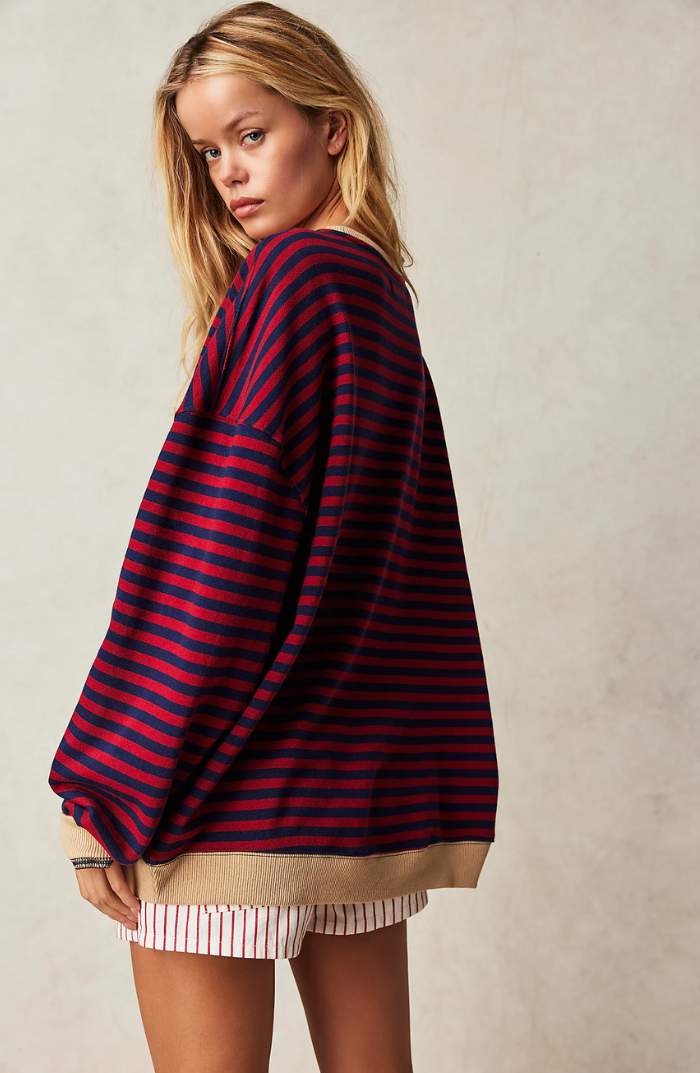 Nadalexa | Oversized Striped Sweater with Long Sleeves