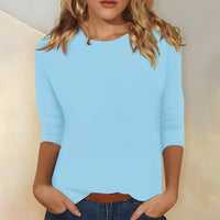 Lena | Women's Relaxed-Fit Top 3/4 Sleeve Crew Neck Everyday Shirt