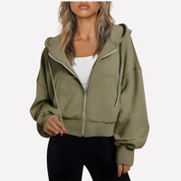Nadette | Cropped Zip-Up Hoodie Jacket with Drawstring Hood for Women
