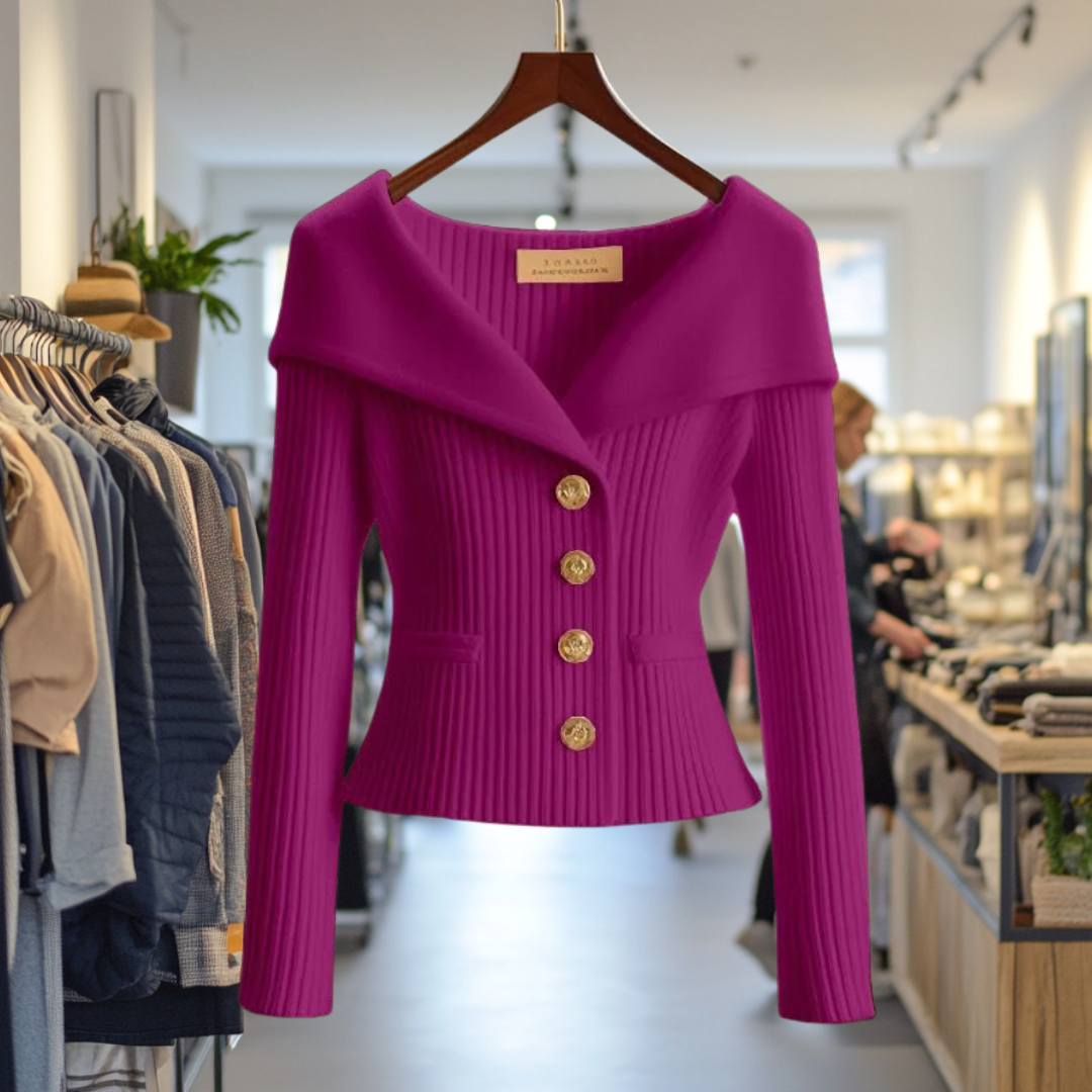 Svea | Ribbed Open-Front Knit Cardigan with Long Sleeves for Women