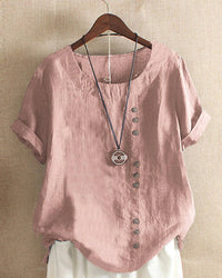 Mathilde | Women's Casual Blouse Button-Front Short Sleeve Top