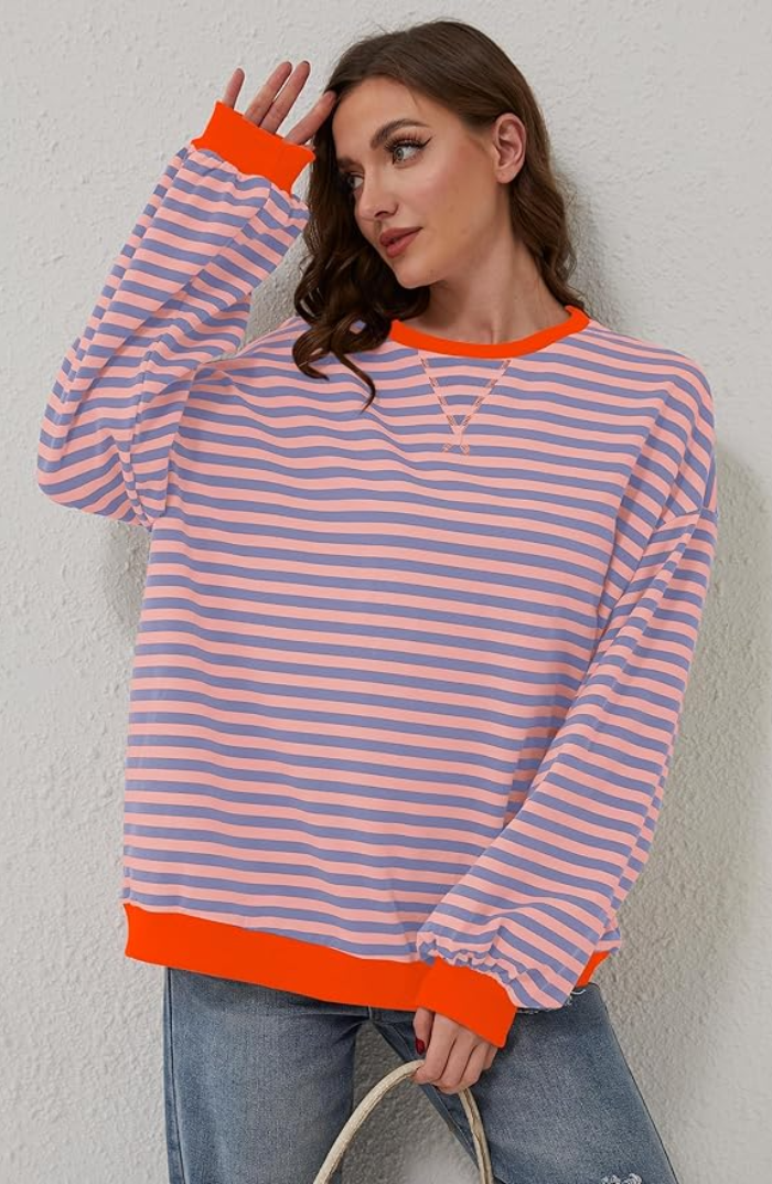 Nadalexa | Oversized Striped Sweater with Long Sleeves