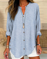 Merle | Women's Striped Button Front Blouse - Weekend Errands