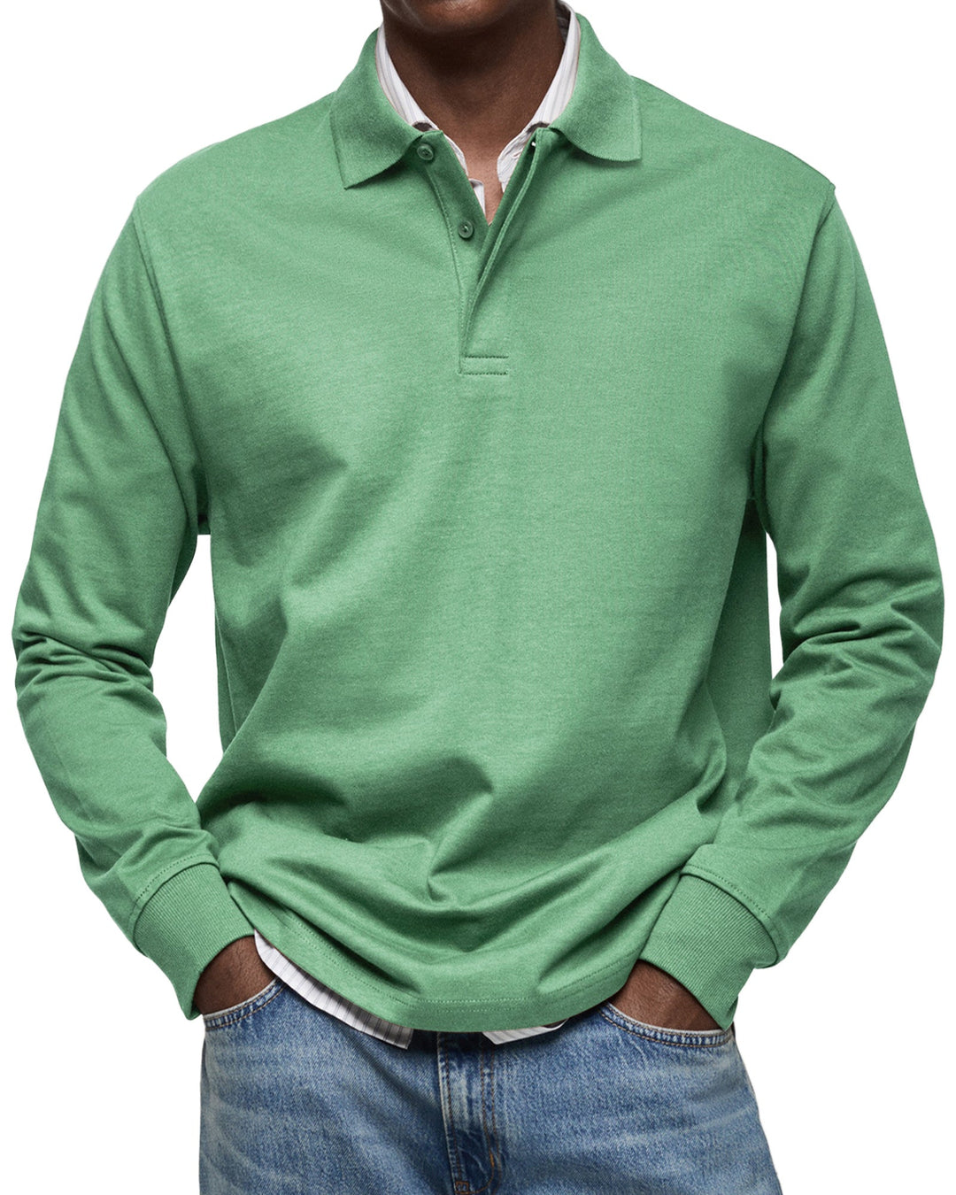 Elias | Long Sleeve Button-Front Polo Shirt for Men