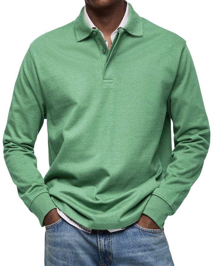 Elias | Long Sleeve Button-Front Polo Shirt for Men