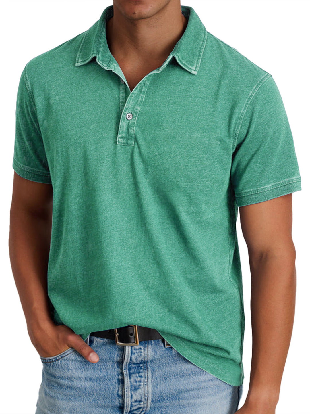 Bram | Men's Polo Shirt Relaxed-Fit Button Front Casual Wear