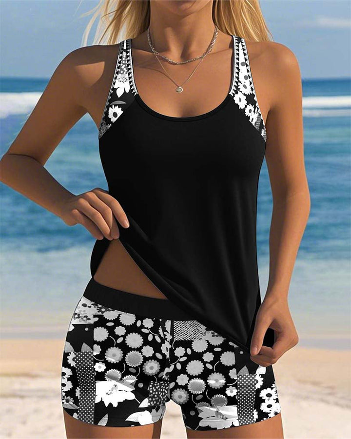 Nadalora | Printed Two-Piece Swim Tank and Shorts Set for Women