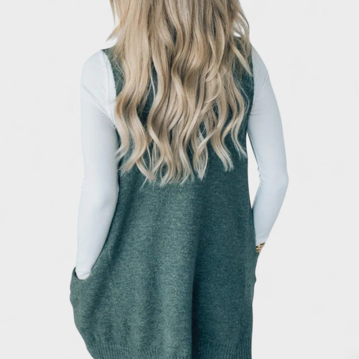 Fenwick - Open-Front Ribbed Cardigan with Side Pockets for Women
