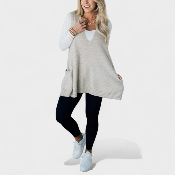 Fenwick - Open-Front Ribbed Cardigan with Side Pockets for Women