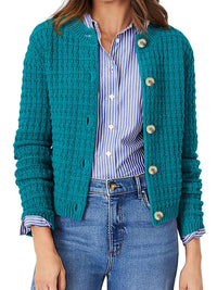 Nadalia | Button-Front Ribbed Cardigan with Notched Collar for Women