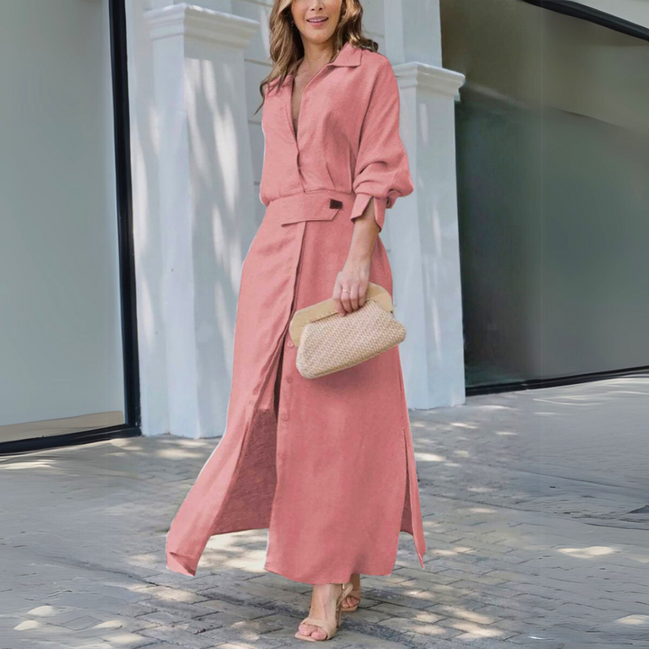 Nadalyn | Flowing V-Neck Maxi Dress with Flutter Sleeves for Women