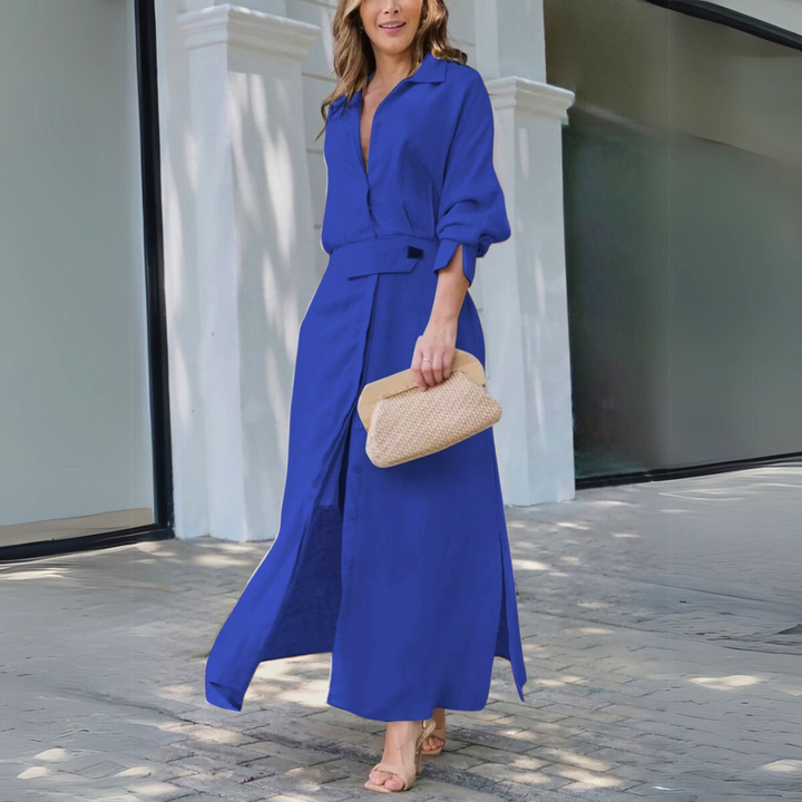 Nadalyn | Flowing V-Neck Maxi Dress with Flutter Sleeves for Women