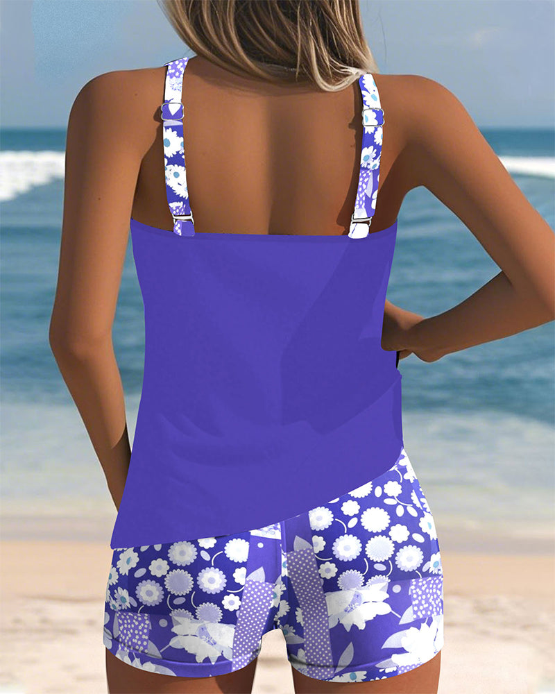 Nadalora | Printed Two-Piece Swim Tank and Shorts Set for Women