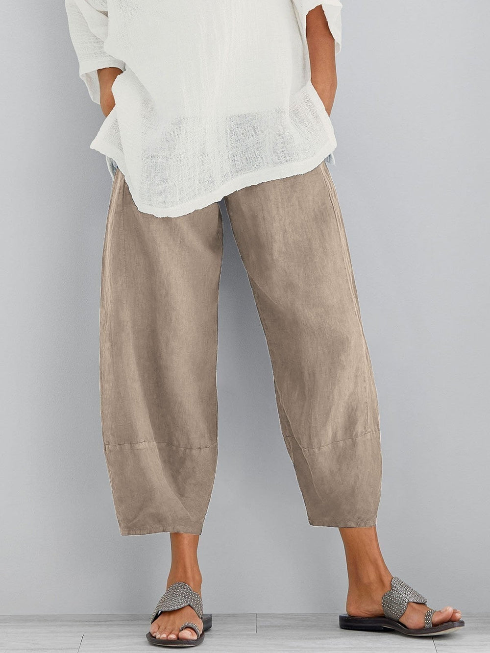 Irene | Women's Cropped Pants Elastic Waist Wide Leg – Weekend Errands