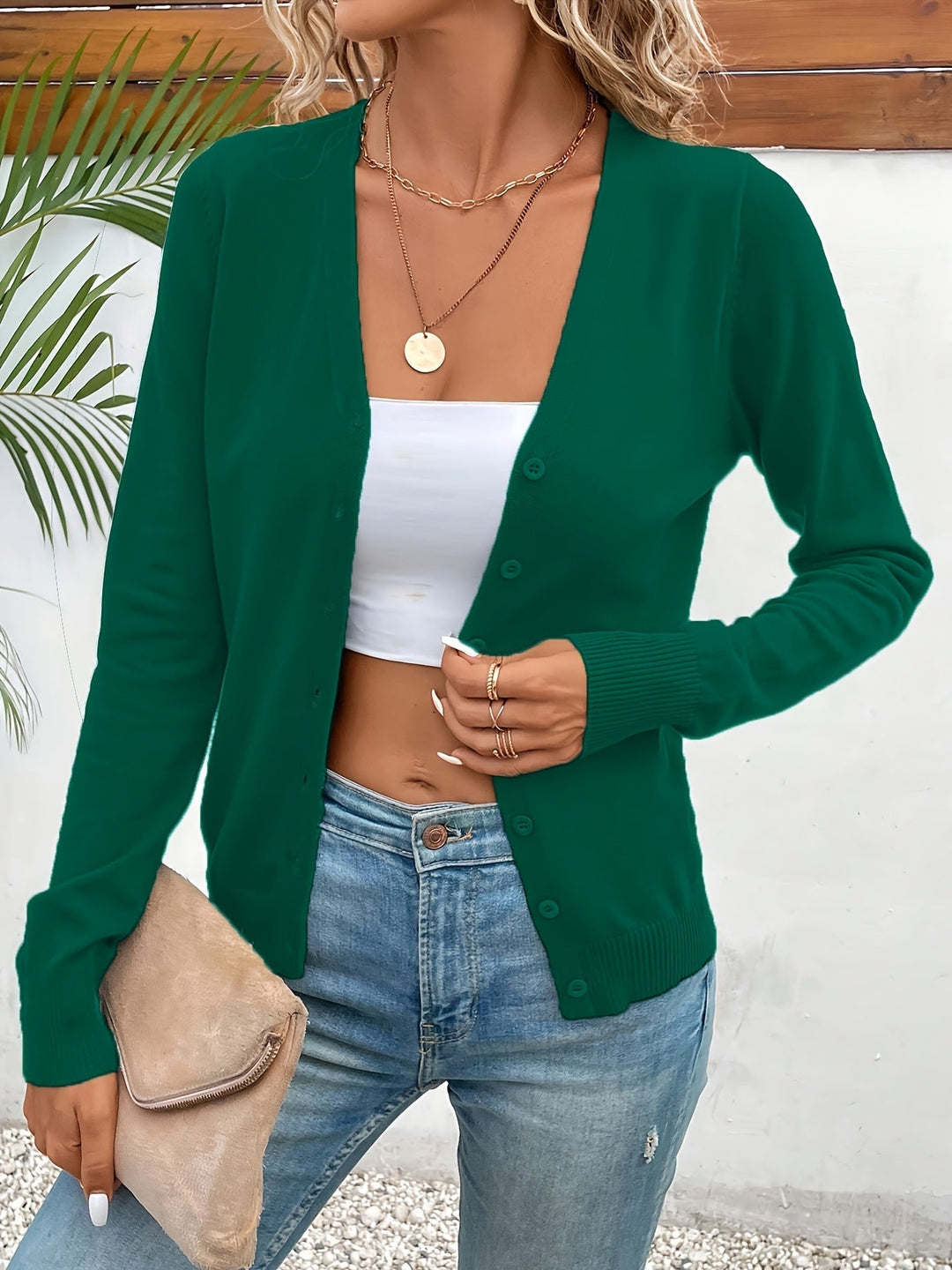 Tessa | Button-Front V-Neck Knit Cardigan for Women