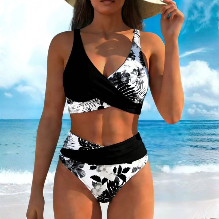 Adriana | High-Waist Two-Piece Swimsuit with V-Neck and Side Tie