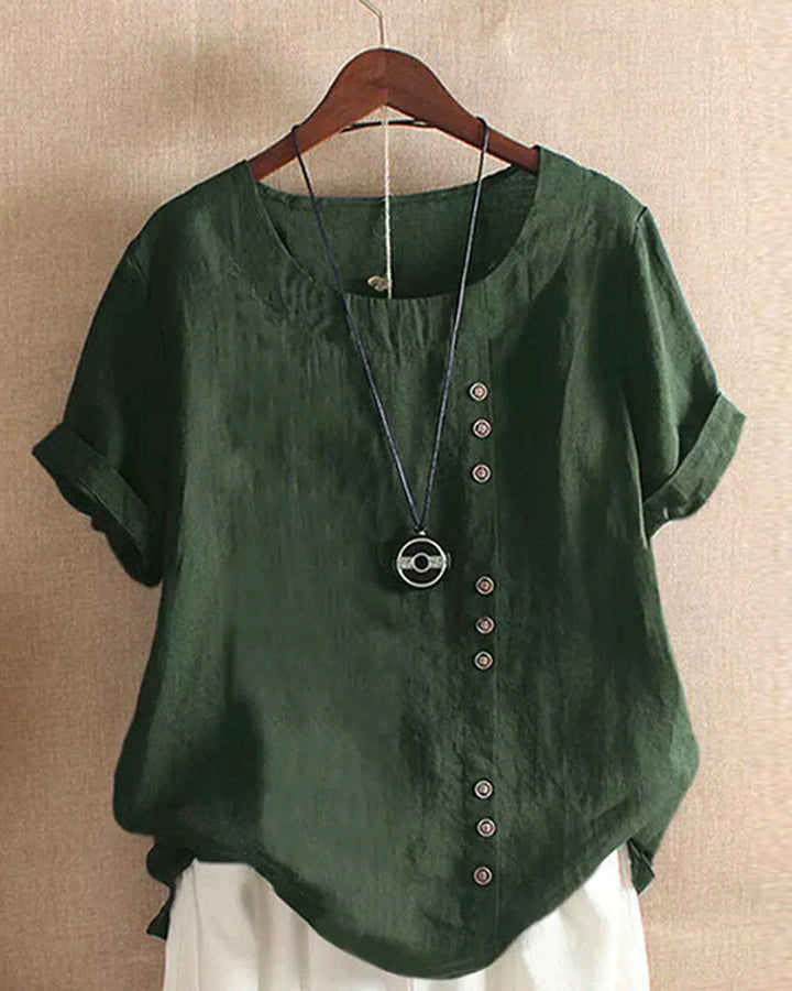 Mathilde | Women's Casual Blouse Button-Front Short Sleeve Top