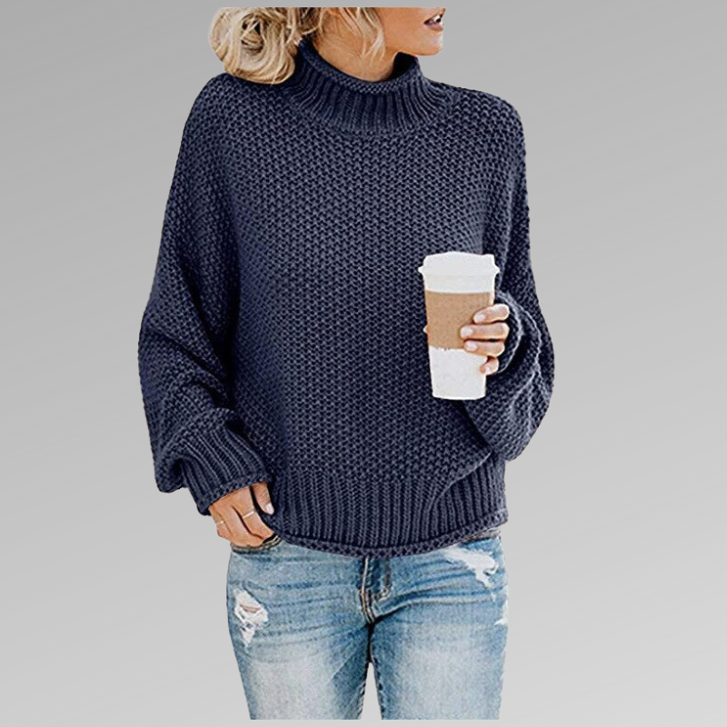 Olive | Chunky Knit Oversized Sweater with Ribbed Cuffs for Women