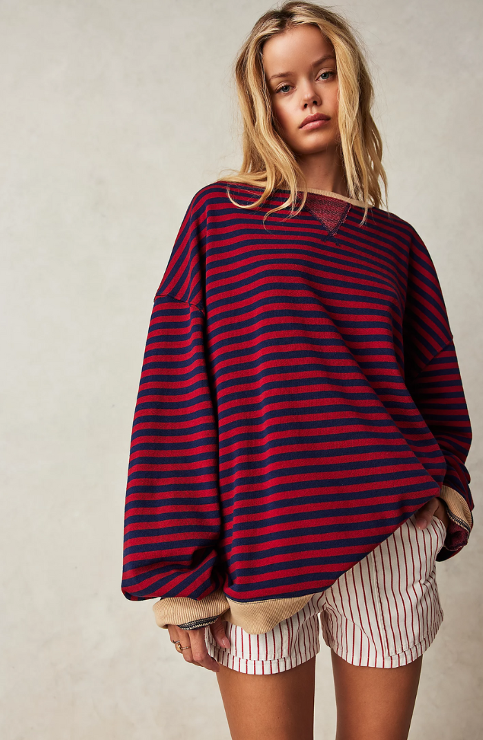 Nadalexa | Oversized Striped Sweater with Long Sleeves