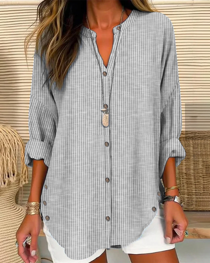 Merle | Women's Striped Button Front Blouse - Weekend Errands