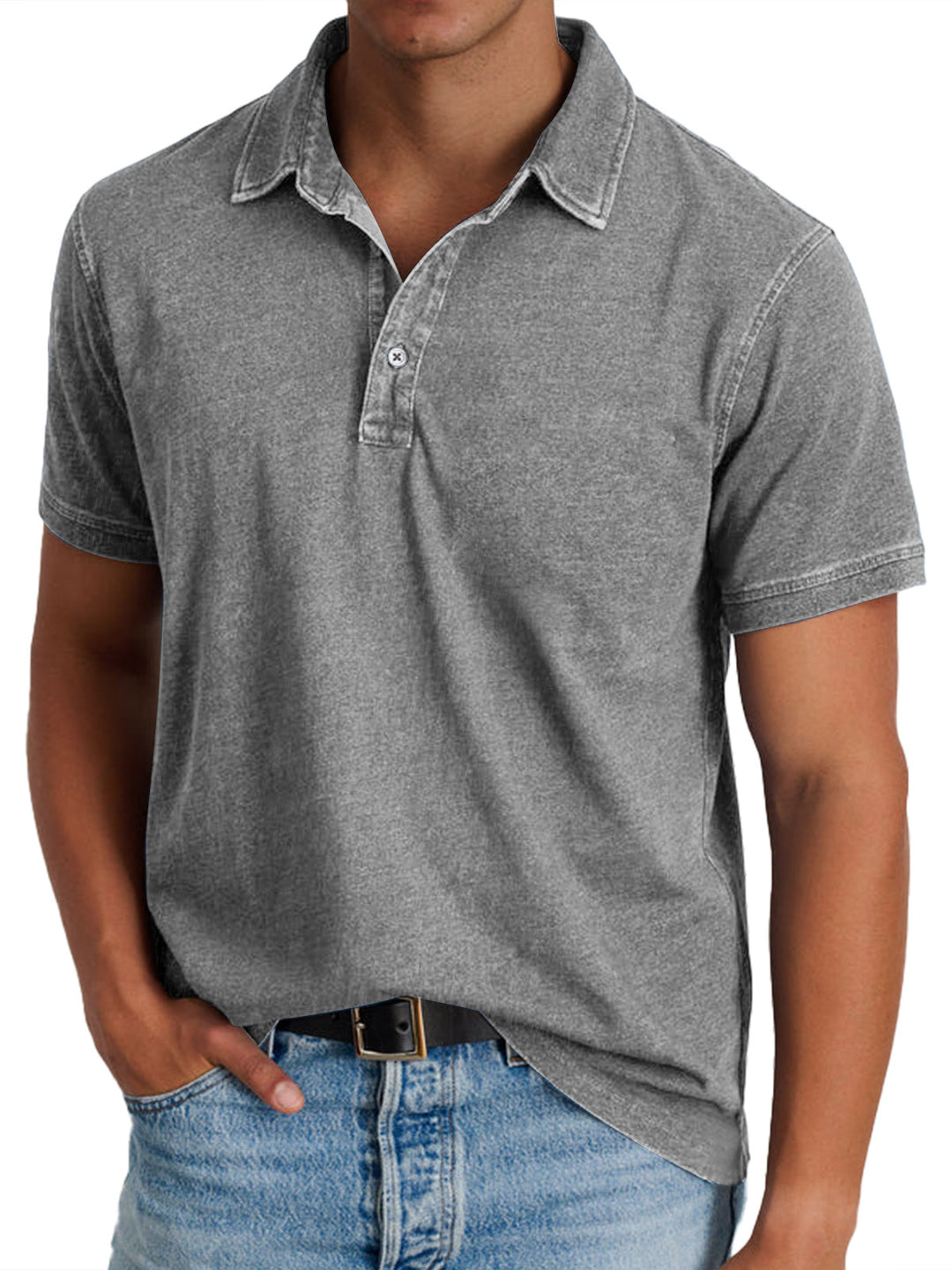 Bram | Men's Polo Shirt Relaxed-Fit Button Front Casual Wear