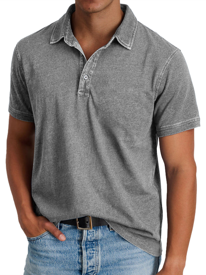 Bram | Men's Polo Shirt Relaxed-Fit Button Front Casual Wear
