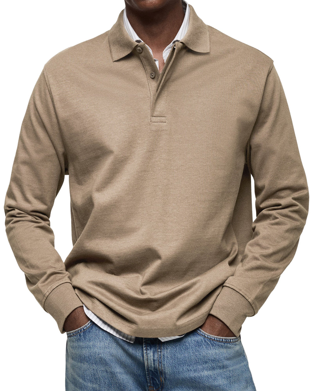 Elias | Long Sleeve Button-Front Polo Shirt for Men