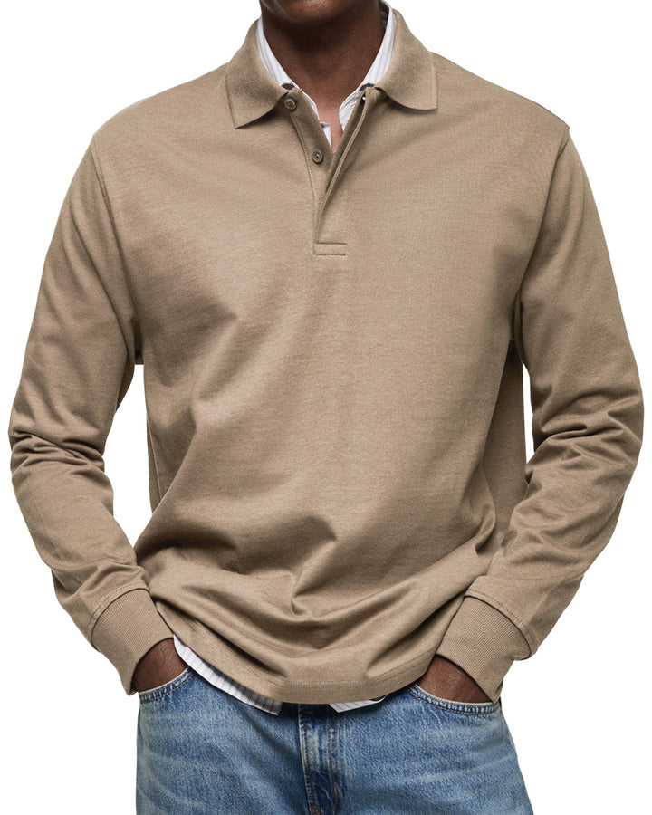 Elias | Long Sleeve Button-Front Polo Shirt for Men