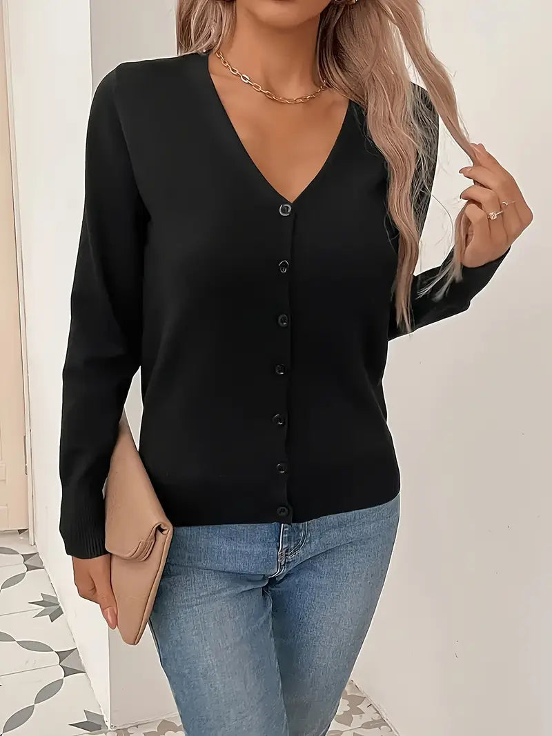 Tessa | Button-Front V-Neck Knit Cardigan for Women