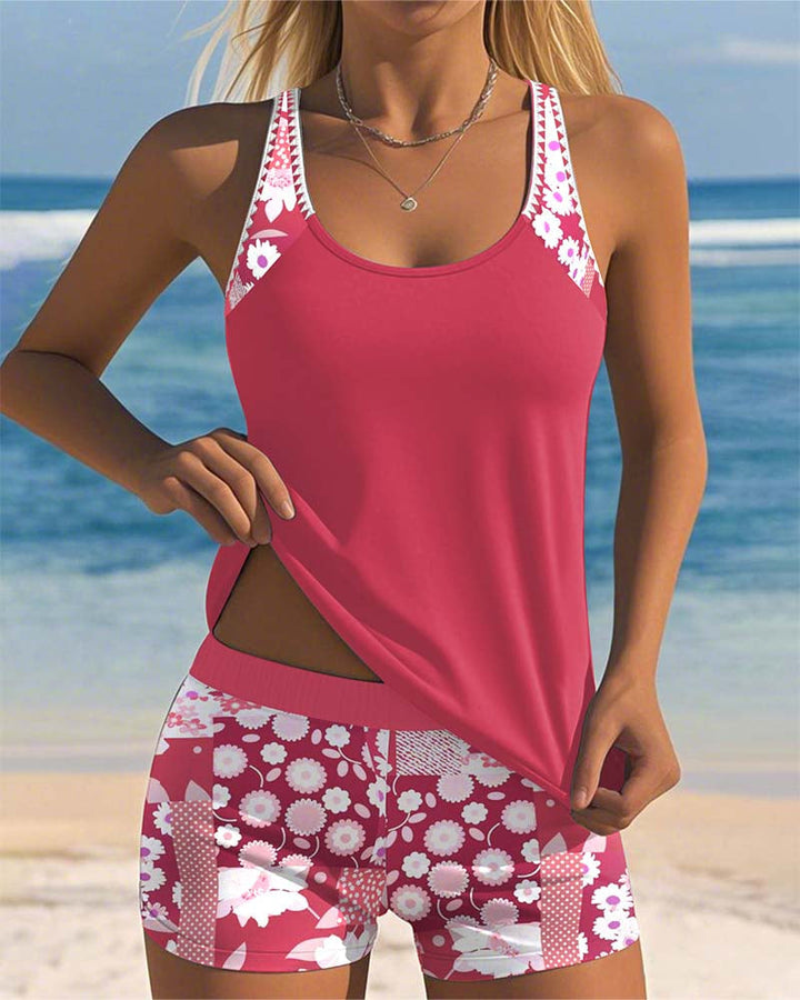 Nadalora | Printed Two-Piece Swim Tank and Shorts Set for Women