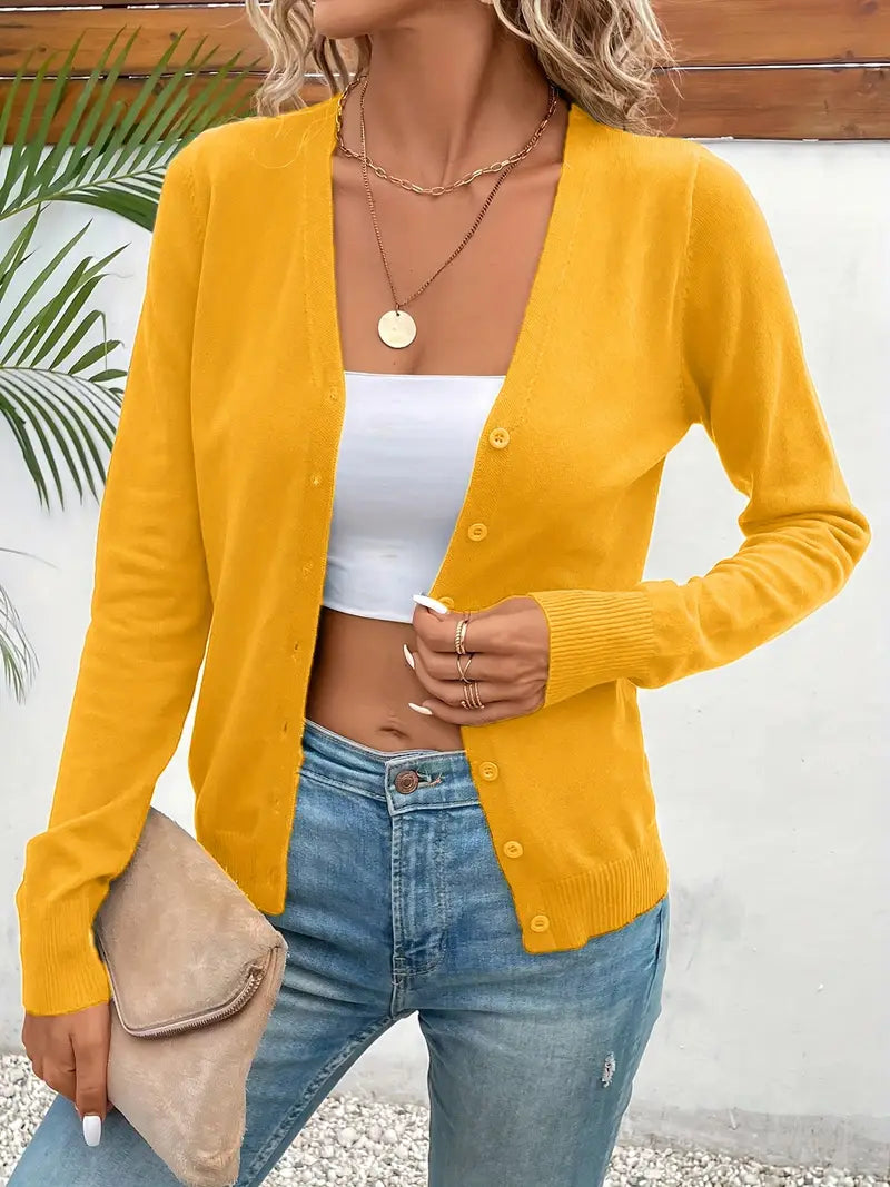 Tessa | Button-Front V-Neck Knit Cardigan for Women