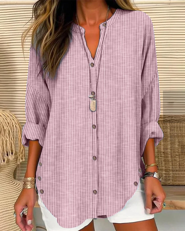 Merle | Women's Striped Button Front Blouse - Weekend Errands