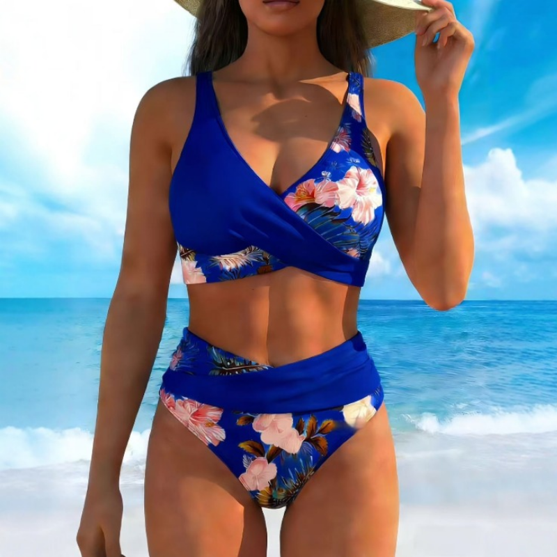 Adriana | High-Waist Two-Piece Swimsuit with V-Neck and Side Tie