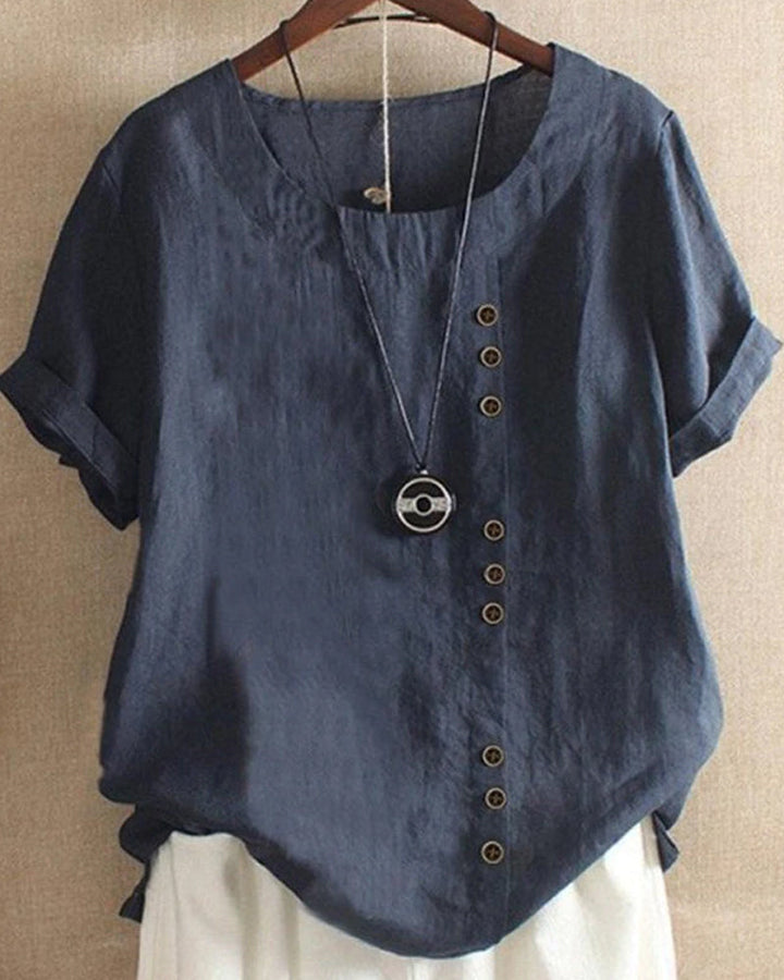 Mathilde | Women's Casual Blouse Button-Front Short Sleeve Top