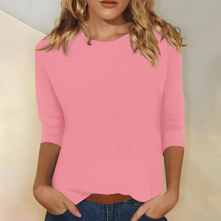Lena | Women's Relaxed-Fit Top 3/4 Sleeve Crew Neck Everyday Shirt