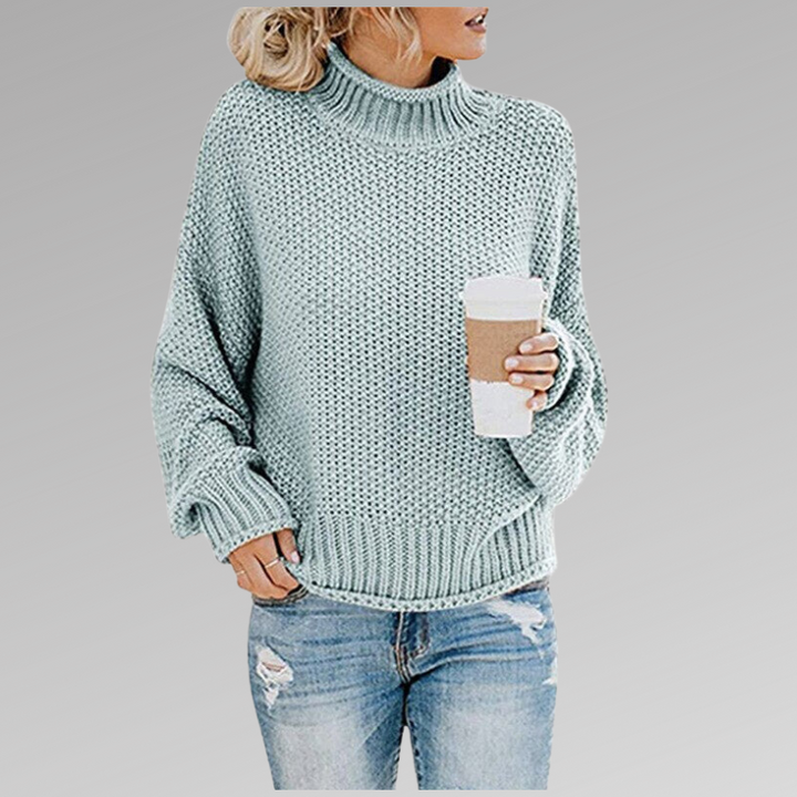 Olive | Chunky Knit Oversized Sweater with Ribbed Cuffs for Women