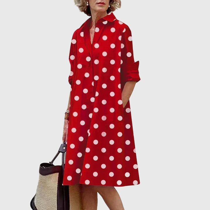 Nadette | Button-Front Midi Shirt Dress with Pockets for Women