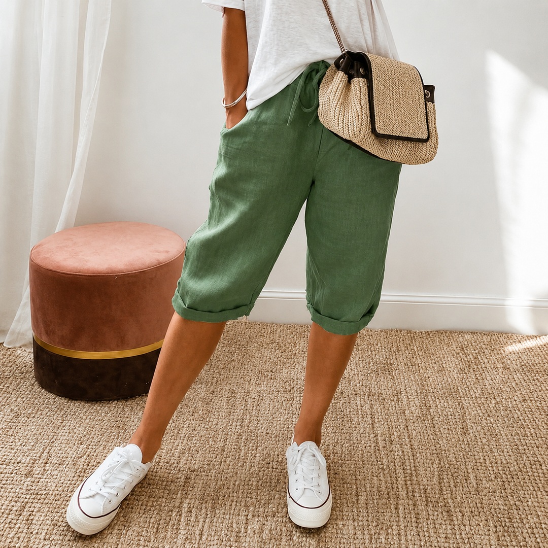 Rue | Women's Cropped Trousers - Relaxed-Fit Summer Capri