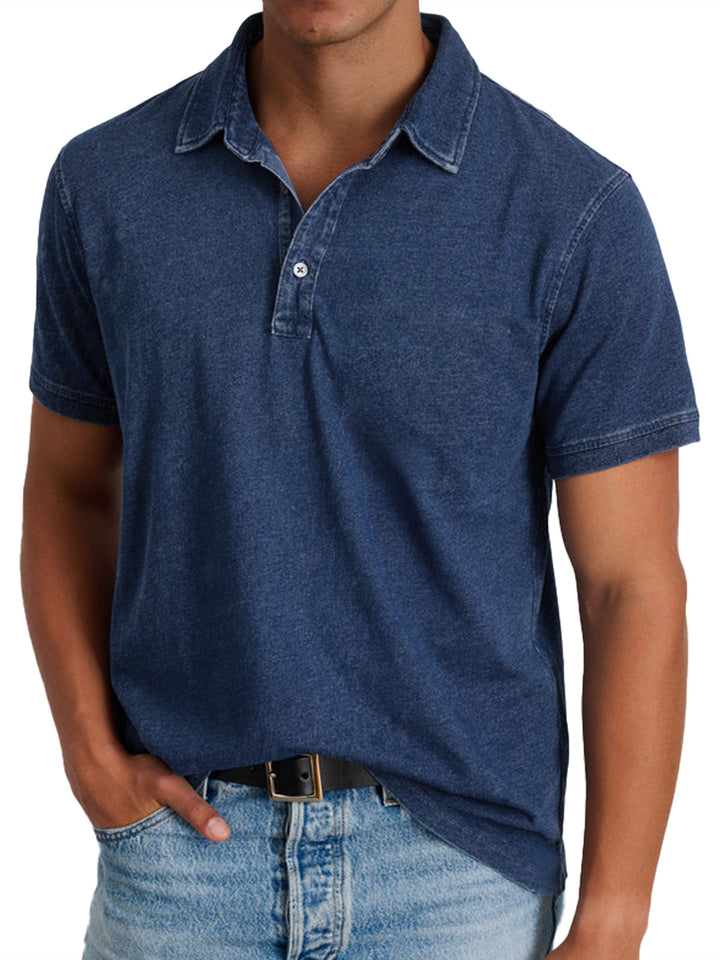 Bram | Men's Polo Shirt Relaxed-Fit Button Front Casual Wear