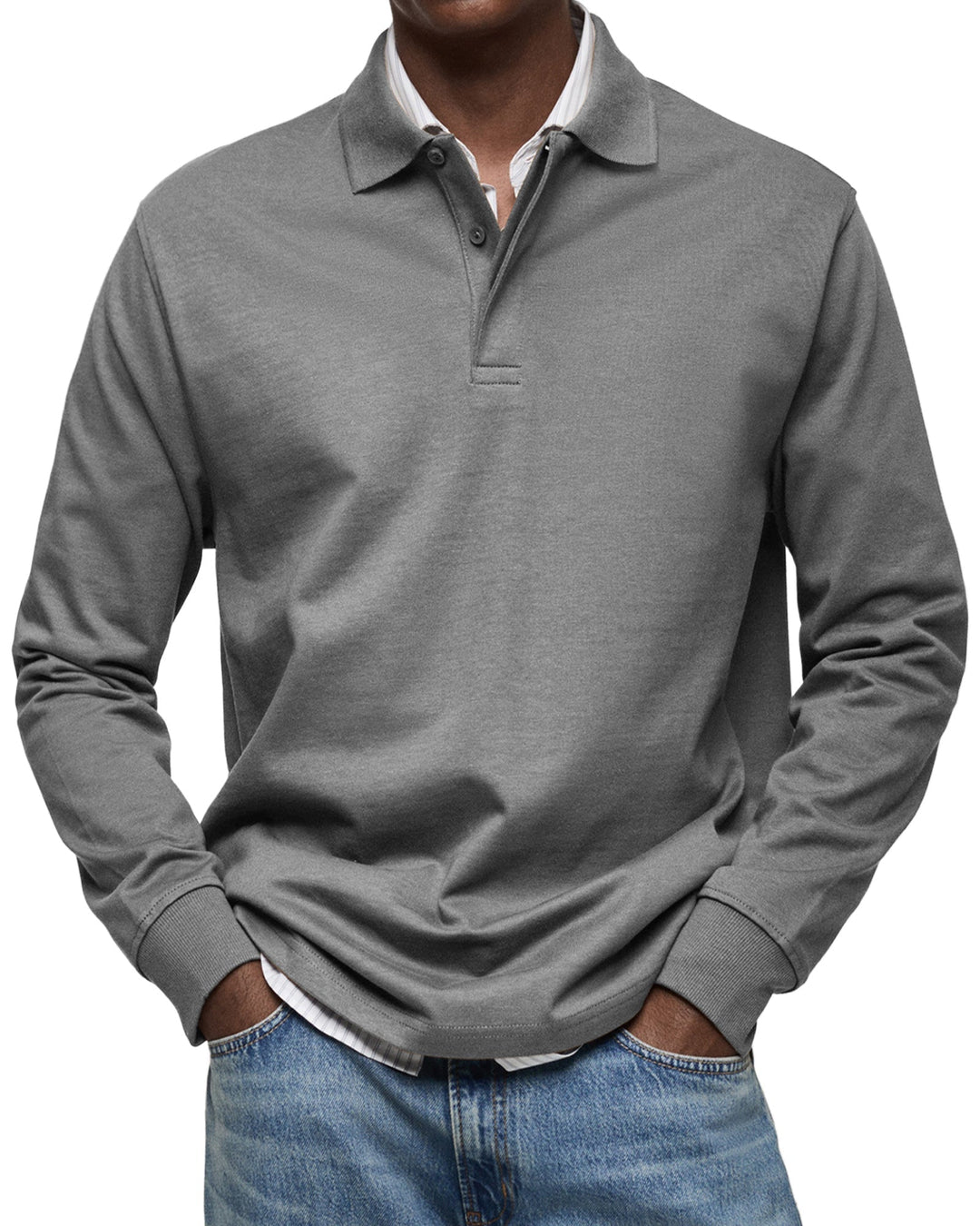Elias | Long Sleeve Button-Front Polo Shirt for Men