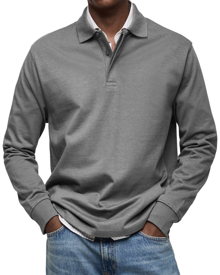 Elias | Long Sleeve Button-Front Polo Shirt for Men