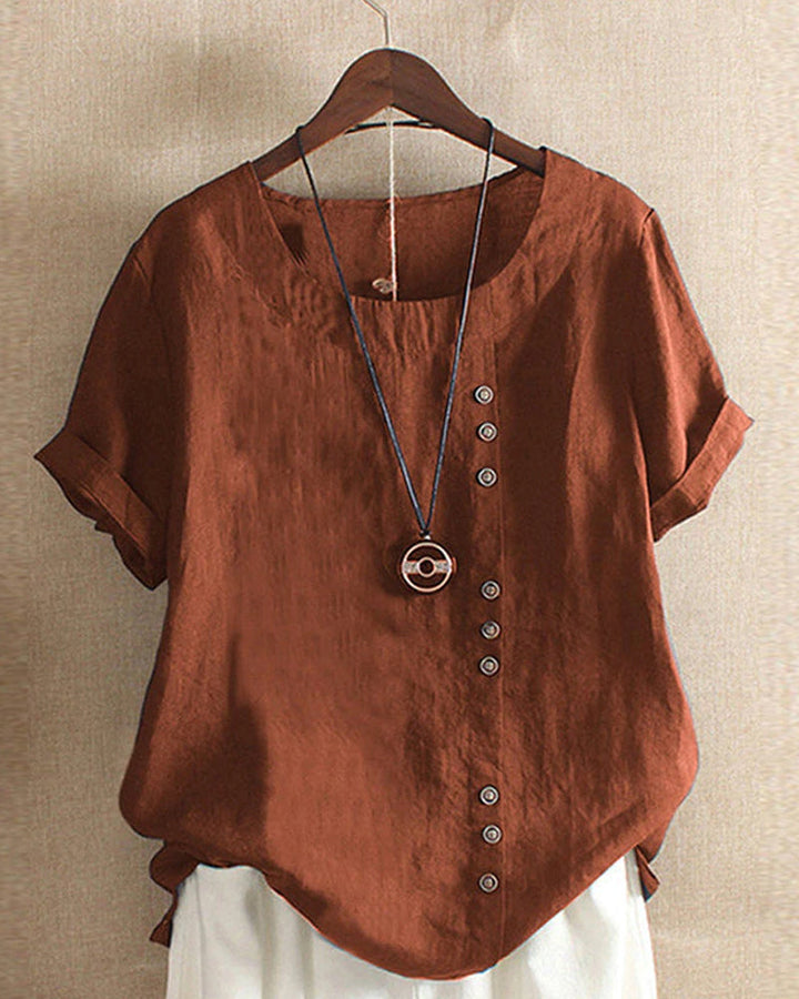 Mathilde | Women's Casual Blouse Button-Front Short Sleeve Top