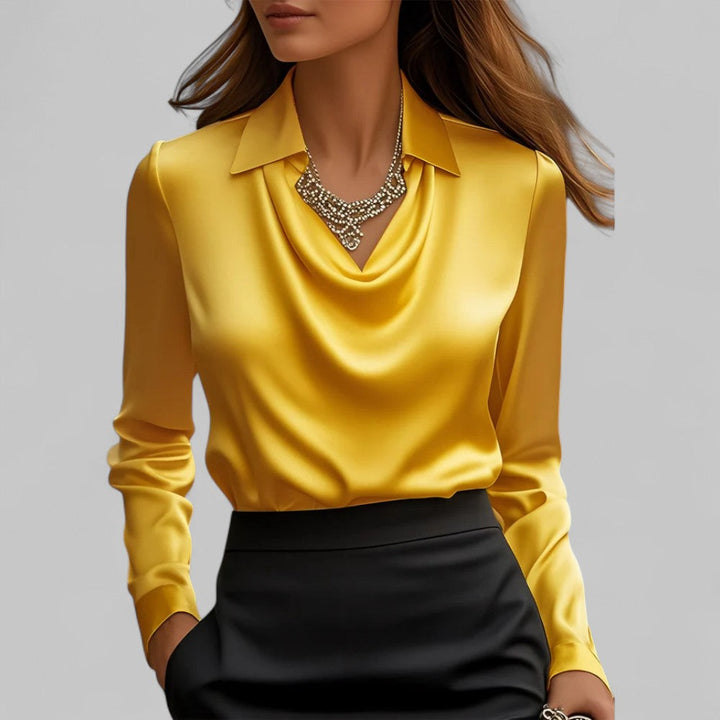 Marisol | Women's Waterfall-Neck Satin Blouse for Work & Parties