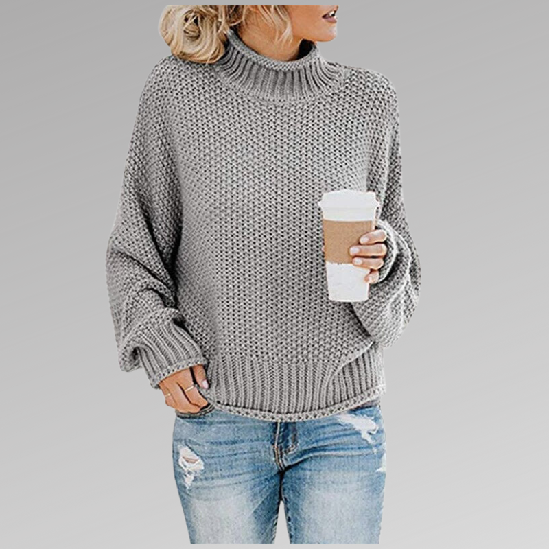 Olive | Chunky Knit Oversized Sweater with Ribbed Cuffs for Women