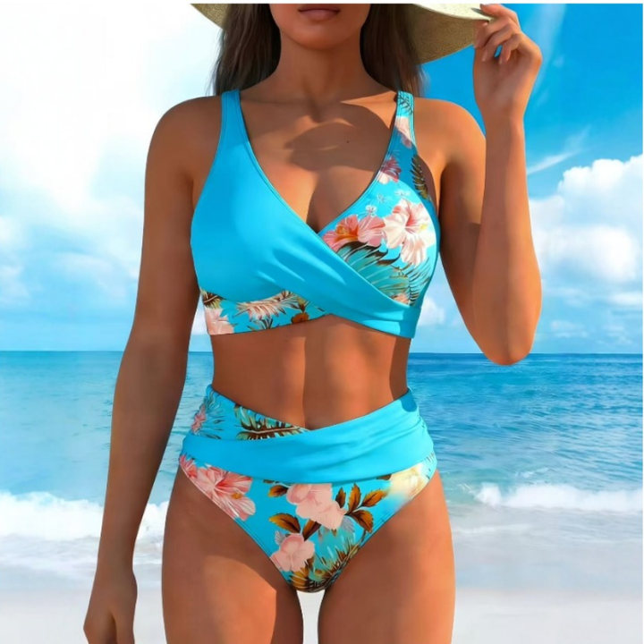 Adriana | High-Waist Two-Piece Swimsuit with V-Neck and Side Tie
