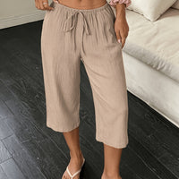 Imara | Women's Cropped Trousers Relaxed-Fit Elastic Waist
