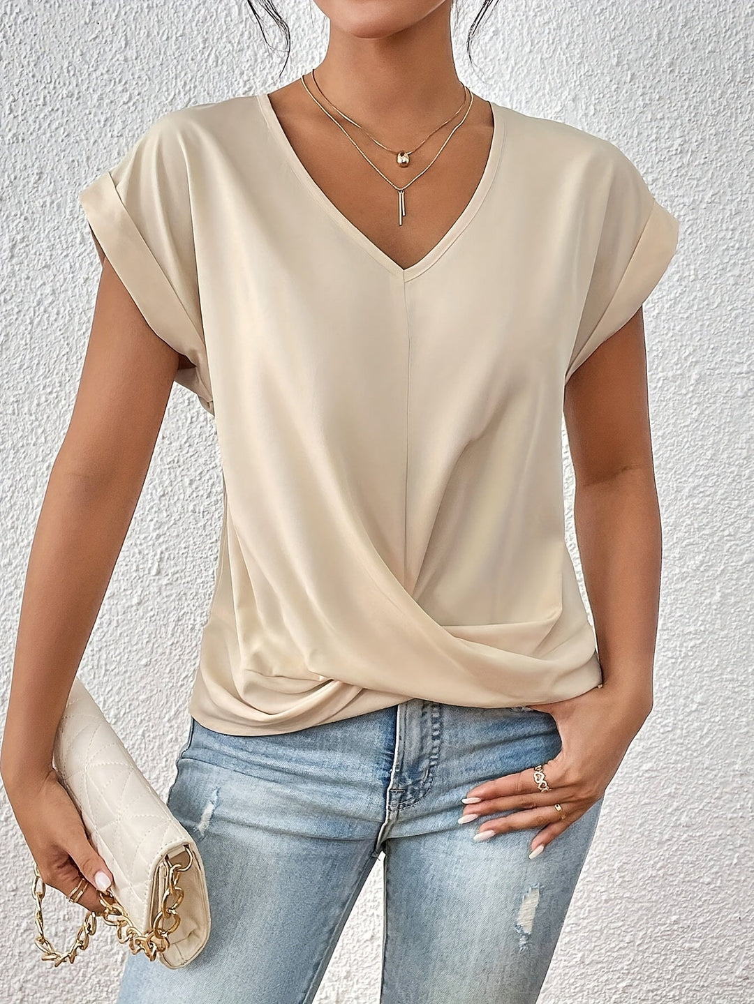 Kirsten | Women's Sweetheart Neck T-Shirt Short Sleeve Casual Top